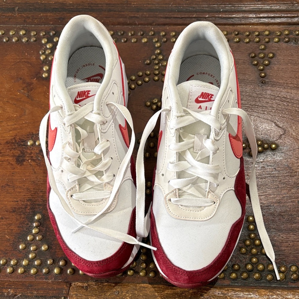 Nike Air White and Burgundy Sneakers
